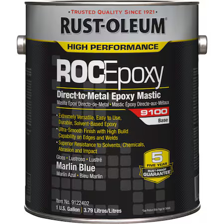 Rust-Oleum 9122402 Epoxy Mastic Coating Base, Marlin Blue, Semi-Gloss, 1 Gal,