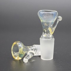 Lab Glass Slide Silver Fume Funnel Bowl 14 18mm Fitting Tobacco Hookah Bong