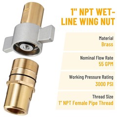 Heavy Duty 1” NPT Wet Line Wing Nut Hydraulic Quick Disconnect Coupler Set New