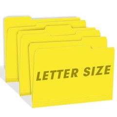 File Folders, 100-Pack, 1/3 Cut, Letter Size, Yellow, Great for Organizing and E