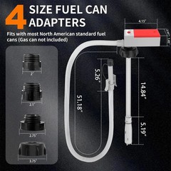 Fuel Transfer Pump with Auto Stop Sensor and 4 Tank Adapter, 3.2 Gallon per Minu