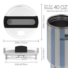 Themuseshome 40 OZ Tumbler Lid Replacement Fit 3.9in*3.9in, White,Transparent