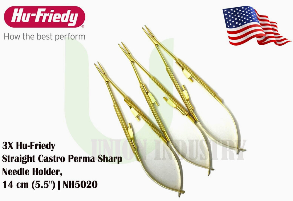 Hu-Friedy Straight Castro Perma Sharp Needle Holder, 18 cm | NH5024SIM, 3 PC