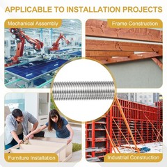 M12x1.25mm 100mm 304 Stainless Steel Fully Threaded Rod