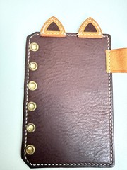 Handmade Leather Planner Binder, A7 Pocket Size, Brown & Tan Colorblock
