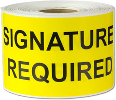 Signature Required Stickers (4 x 2 inch, Yellow, Rectangular – 300 Labels) Signa
