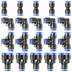 TAILONZ PNEUMATIC 3/8 inch od Push to Connect Fittings 3/8″OD/20PCS, Blue