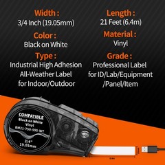 5x Replace for M21-750-595-WT All-Weather 3/4 inch (19.05mm), Black on White