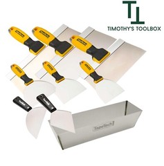 TapeTech Professional Stainless Steel Taping Knife Pro Set with 12″ Mud Pan