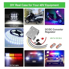 ✅48V/36V to 12V Step Down Converter, 20A 240W DC-DC Buck, Golf Cart Power Supply
