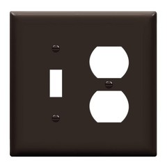 ENERLITES Toggle Light Switch/Duplex Outlet Wall Plate, Brown, 2-Gang