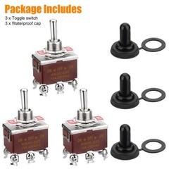 3X Toggle Switch ON/OFF/ON Heavy Duty 15A 250V DPDT Terminal Car Waterproof Cap