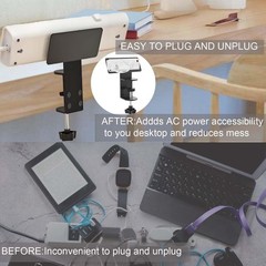Black Removable Power Strip Holder Table Clamp Mount Fits 0.51.96 Inch