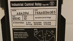 WESTINGHOUSE INDUSTRIAL CONTROL RELAY 10AMPS/600VAC AR420W