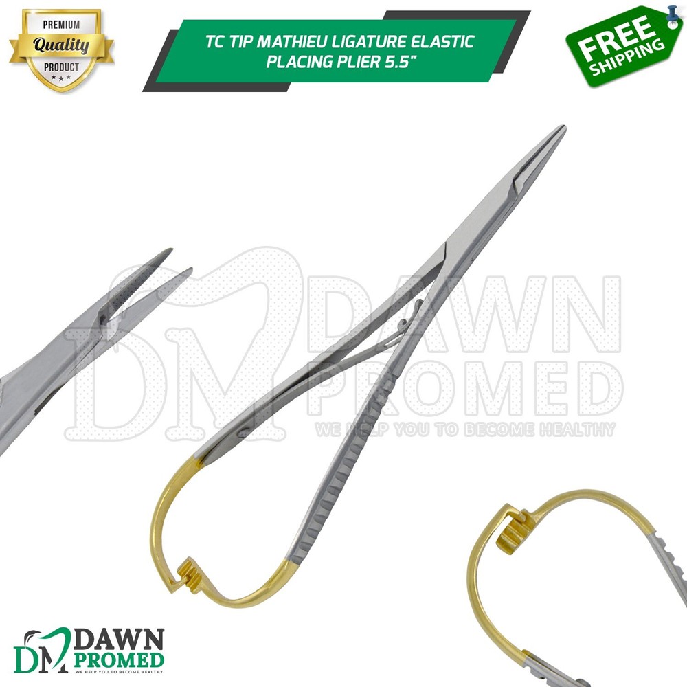 TC Tip Mathieu Ligature Elastic Placing Plier 5.5″ Orthodontic Inst German Grade