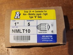 NEW BOX OF 5 Arlington NMLT10 1″ Straight non-metalic Liquid Tight connectors