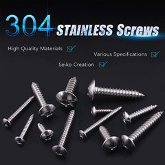 200Pcs Truss Head Phillips Self Tapping Screws Assortment Wood Metal PVC Durable
