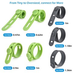 24 Pcs Silicone Cable Ties, Cord Organizer 0.5*5in, White/Gray/Green/Blue