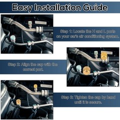 2pcs Car AC Valve Caps for R134a System, Brass Leakproof Covers for Vehicles