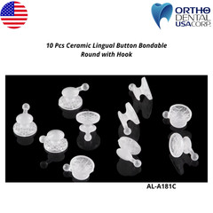 10 Pcs Orthodontic Ceramic Lingual Button Bondable Round with Hook USA Seller