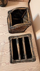 Vintage 4 Pc Woven Bamboo Rattan Wicker Desk Organizer Set Pencil Letter Boho