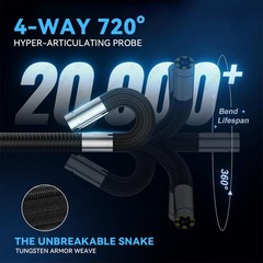 SCOPIX Flexible 4-Way 360° Borescope Industrial Endoscope Inspection HD Camera