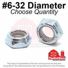 #6-32 Grade A Nylon Insert Hex Jam Lock Nuts Zinc Coarse Nylok (Pick Quantity)
