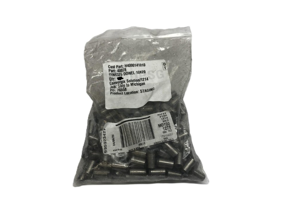 Unbranded Pack of (150) 10x20mm DIN6325 Dowel Pin 40078 NOS