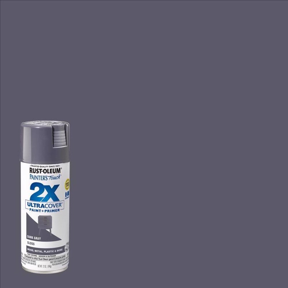 Rust-Oleum 249115 2X Ultra Cover Gloss Dark Gray Spray Paint 12 oz. (Pack of 6)