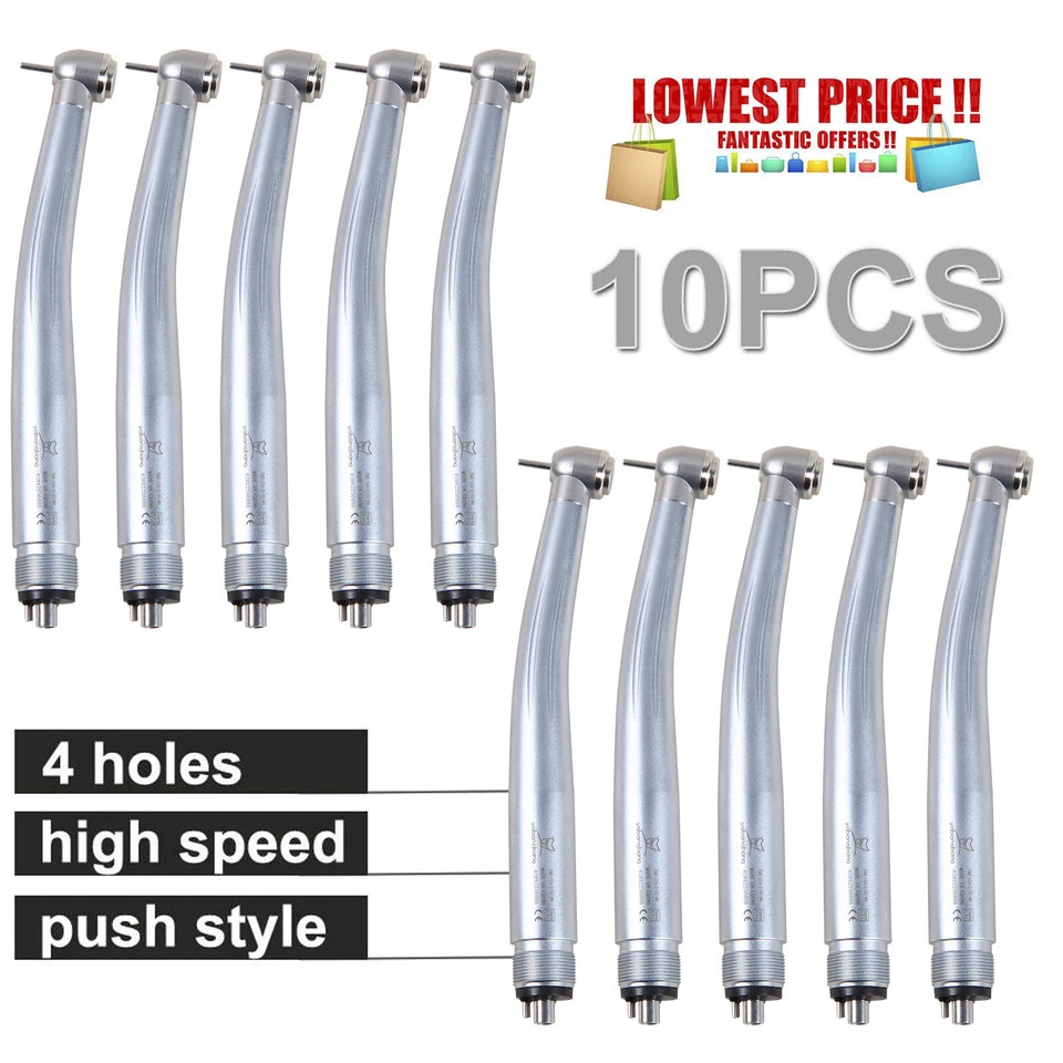10 PCS Dental High Speed Handpiece Push Button Turbine 4 Hole NSK Pana Max Style