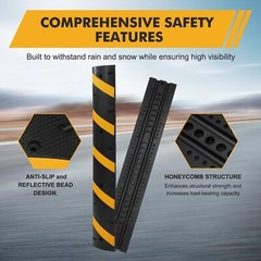2PC 6FT Rubber Speed Bump,25000 lbs Load Capacity Cable Protector Ramp 2-Channel