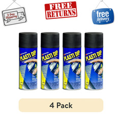 4 Pack Plasti Dip Matte Black Spray 11oz, Rubberized Removable Car Rim Coating