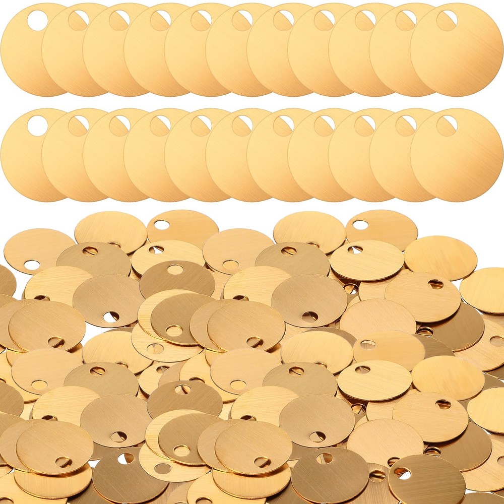 100 Pcs 1 Inch Round Brass Tags Blank Metal Stamping Key Brass Tags