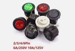 KCD1 Round Power Button Switch With Light 2/3/4/6-Pin 2/3-Way OFF/NO Hole 20MM