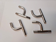 Q-(4) FOOD GRADE STAINLESS STEEL 3/8″ BARB Y HOSE FITTING ADAPTERS SPLICERS