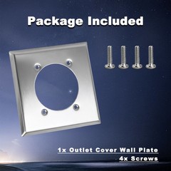 2 Gang Single Hole Receptacle Wall Plate W/ 4 Screws for 14-50R Hubbell HBL9450A
