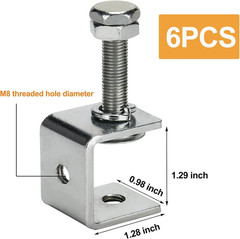 6 Pack Stainless Steel C Clamp – 1-3/16 Inch Small C 1 3/16 In-6pcs, Silver