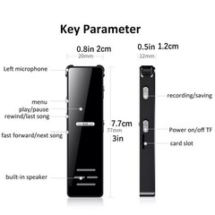 Mini Audio Recorder – HD Voice Activated Recorder with MP3 Playback 77x20mm
