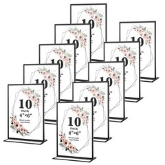 10 Pack Acrylic Sign Holder 4×6 Inch Photo Frame Table Menu Display Stand Black