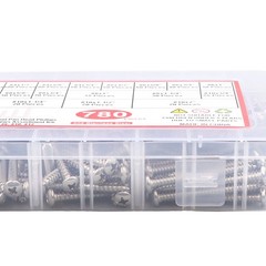 780 Pcs Pan Head Sheet Metal Screws Assortment Kit #4#6#8#10 Stainless