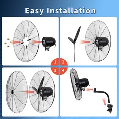 30 Inch Wall Mount Oscillating Fan 3 Speed Heavy Duty High Velocity Metal Fan