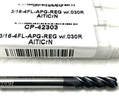 2PC Carbide Plus CP-42303 3/16″ 4FL Corner Radius End Mill AlTiCrN .030R NEW