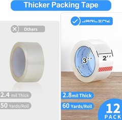 Clear BOPP Packing Tape – 18 Rolls, 2.8mil Thickness, Waterproof for Shipping