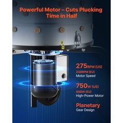 Uimoso 19.7″ Electric Poultry Plucker Machine 750W, 275RPM, 114 Rubber Fingers