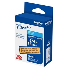 Genuine Brother TZe-B41 Black on Fluorescent Orange 18mm 3/4″ P-Touch Label Tape