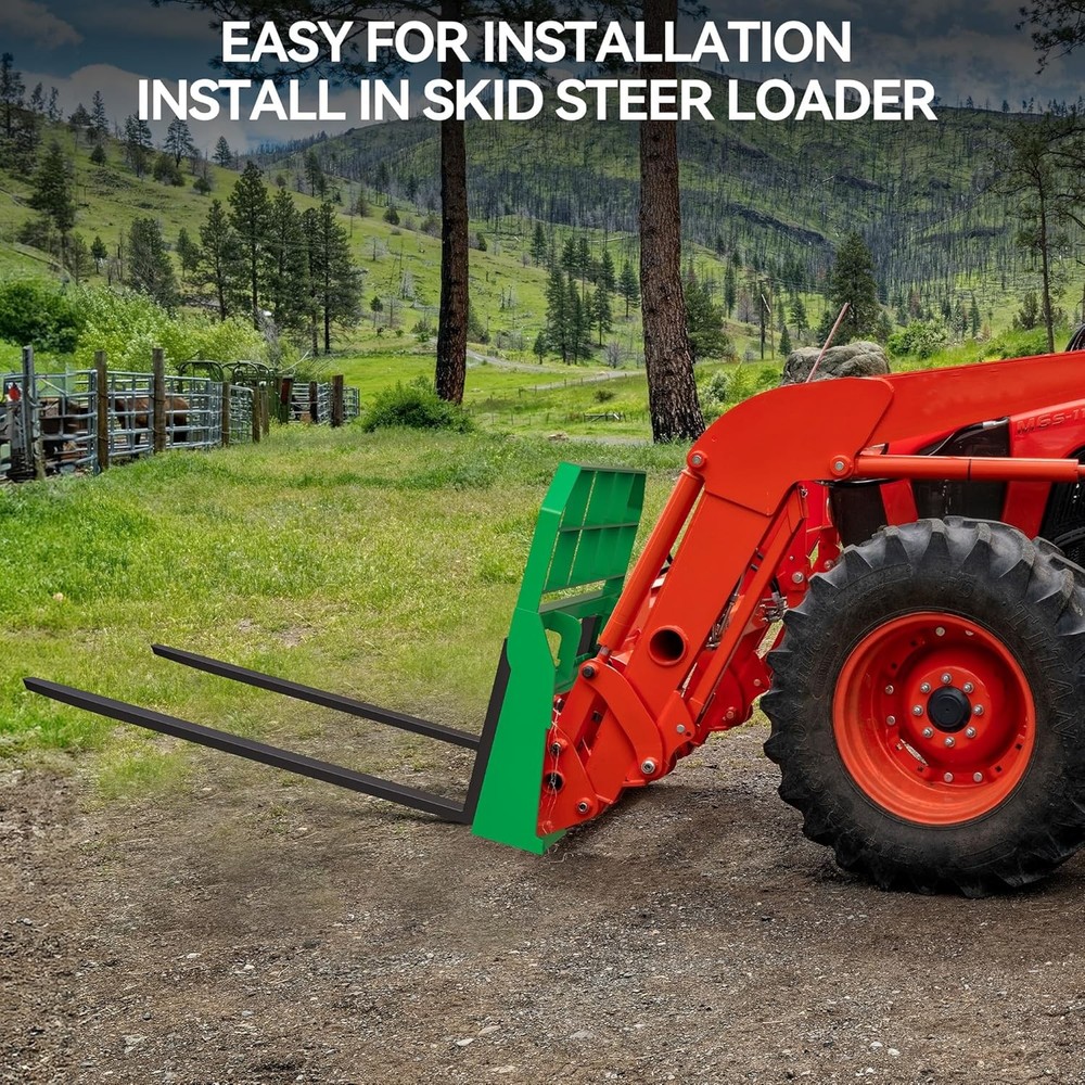 4000 Lbs Quick Attach Pallet Forks 45″ Frame 48″ Blades for Skid Steer Tractors