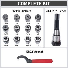 R8 Taper ER32 Collet Set Chuck Kit with 22 PCS Collets set CNC Processing Boring