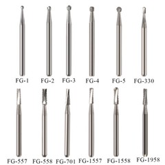 10pcs/pk Dental Carbide Burs for High Speed Handpiece Pear Bur 19mm FG Shank