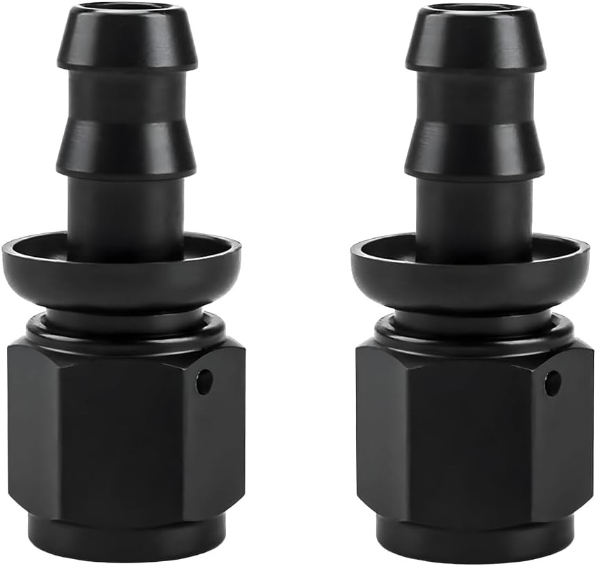 2 PCS 6AN Straight Push Lock Hose Fitting End, Aluminum Female Straight Swivel B