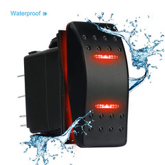 Waterproof Rocker Switch Toggle On-Off-On 12V/20A 24V/10A 7Pin DPDT Red LED Ligh